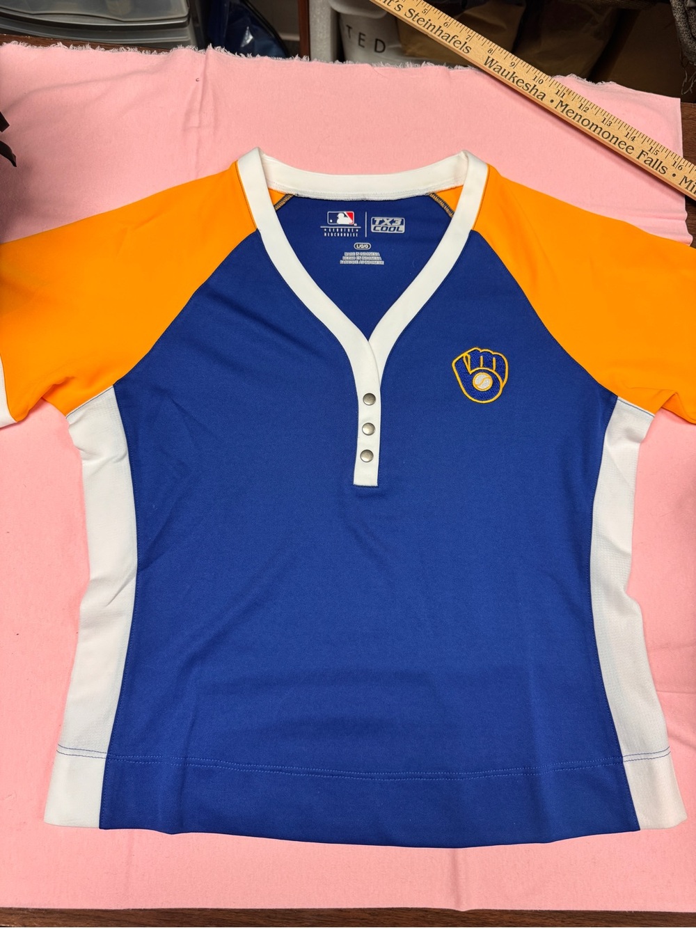 Genuine Merchandise Kids Henley Jersey in Blue, Orange & White